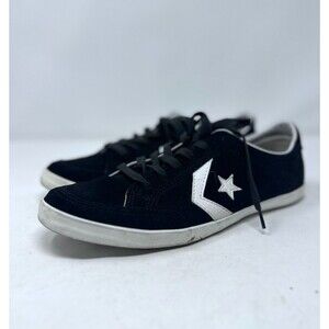 Converse One Star Sneakers Mens 8 Black White Canvas Low Top Retro Preppy Shoes